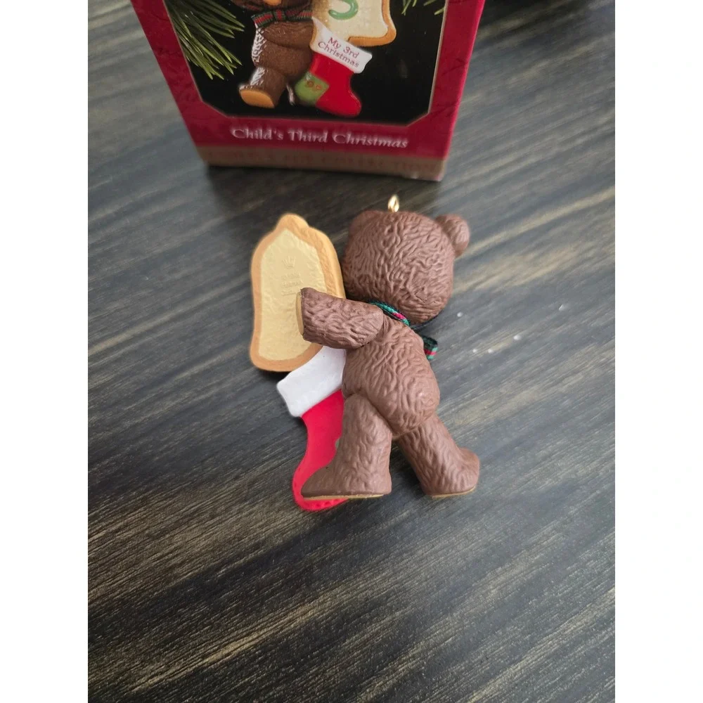 Hallmark‎ Keepsake Ornament 1997 Child's Third Christmas Teddy Bear Stocking 3